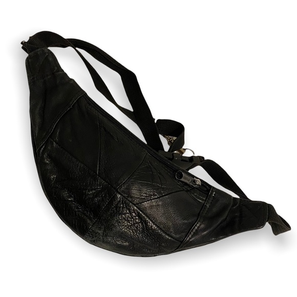 Toni Vintage Black Leather Fanny Pack / Bum Bag - Picture 2 of 8